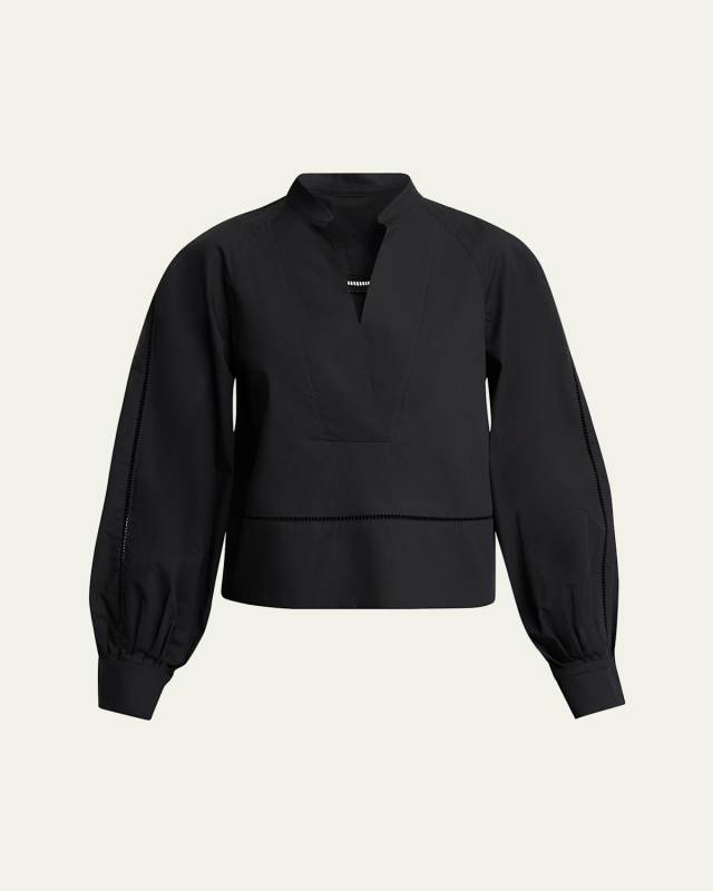 Grayson Ladder Stitch Poplin Top